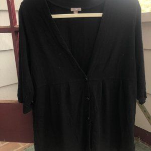 J. Jill Black Soft Cardigan 3/4 Sleeve (Large)